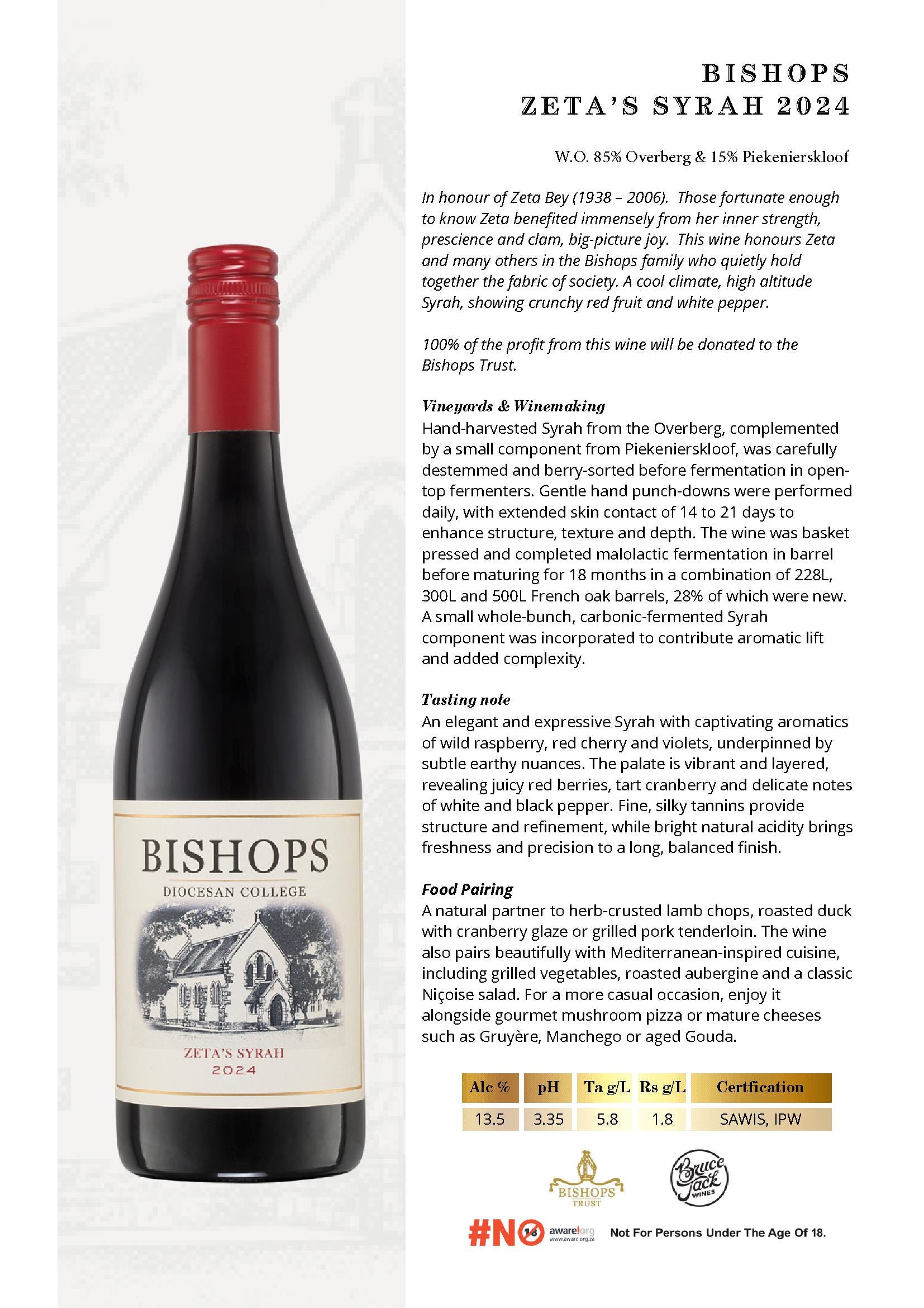 Bishops Zeta's Syrah 2024